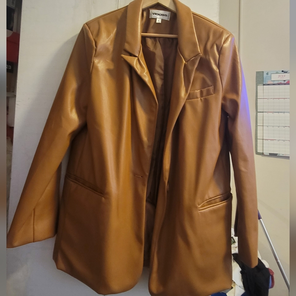 Faux Leather Blazer